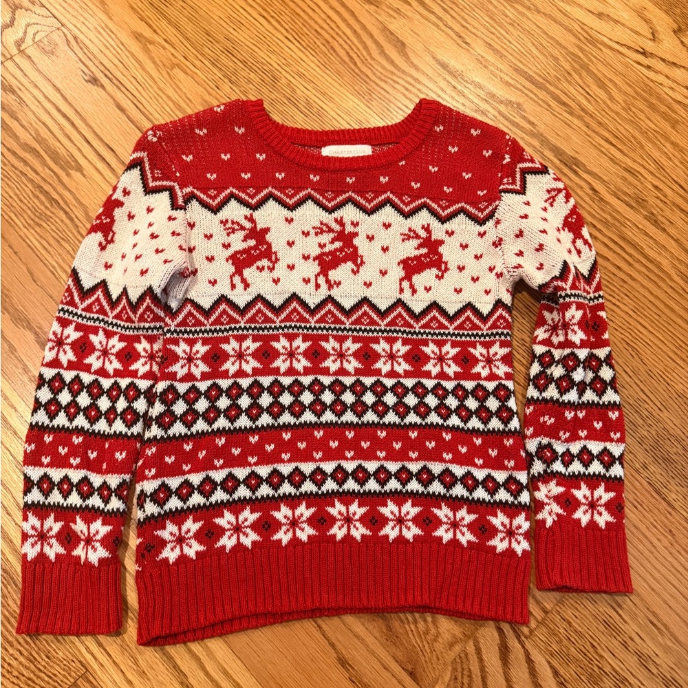 Charter Club Red and White Holiday Knit Sweater